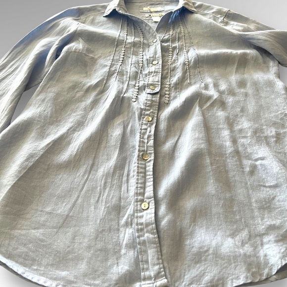 Malvin Hamburg Germany I Love Linen Printed Blouse Top Button Up Shirt Size L. - Picture 3 of 7